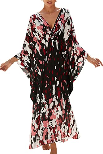 L-Peach Damen Langes Caftan Nachthemd Loungewear Strandkleid Vertuschungen Robe Sarong Pareo von L-Peach