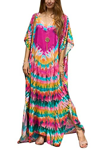 L-Peach Damen Langes Caftan Nachthemd Loungewear Strandkleid Vertuschungen Robe Sarong Pareo von L-Peach