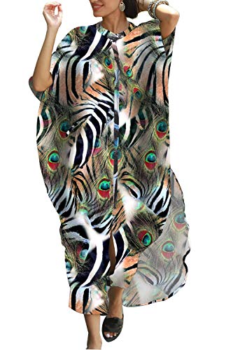 L-Peach Damen Long Cardigan Nachthemd Übergröße Homewear Maxi Kimono Strandbikini Vertuschungen Sarong Pareo von L-Peach