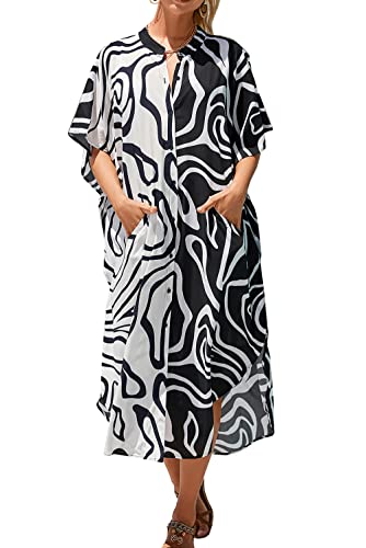 L-Peach Damen Long Cardigan Nachthemd Übergröße Homewear Maxi Kimono Strandbikini Vertuschungen Sarong Pareo von L-Peach