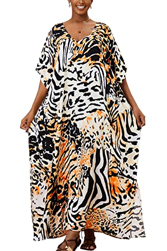 L-Peach Damen Lose Kaftan Nachthemd Lange Loungewear Cardigan Strandkleid Vertuschung Robe Sarong Pareo von L-Peach