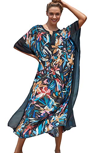 L-Peach Damen Loungewear Freizeitkleidung Nachtkleid Strandkleid Übergroß Kaftan Kimono Cover ups von L-Peach