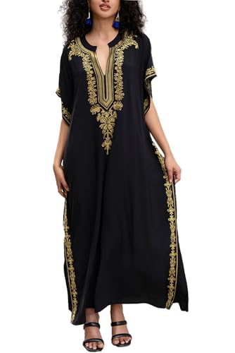 L-Peach Damen Stickerei Kaftan Loungewear Homewear Übergroße Kimono Maxi Strandkleid Cover Ups Robe … von L-Peach