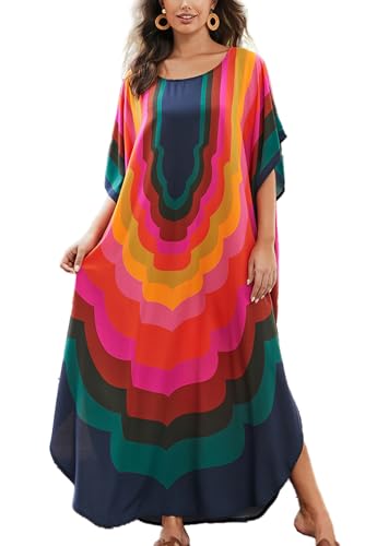 L-Peach Damen Loungewear Kaftan Freizeitkleidung Nachtkleid Strandkleid Übergroß Kaftan Cover ups von L-Peach
