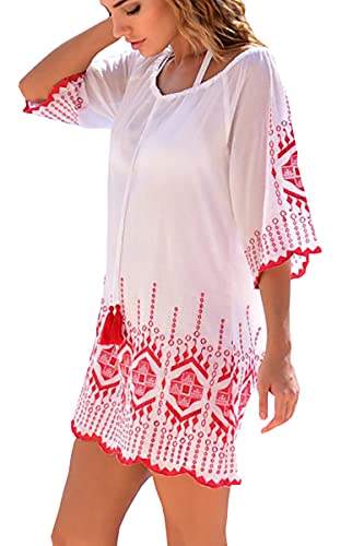 L-Peach Damen Pareo Bikini Cover Up Sommer Tunika Langes Shirt Überwurf Strandkleid Sommerkleid von L-Peach