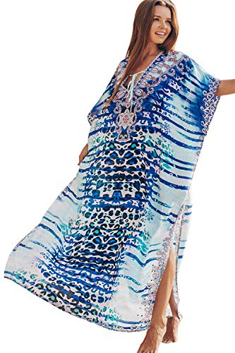 L-Peach Damen Sommer Kaftan Maxi Langes Kleid Strandkleid Bikini Coverups von L-Peach