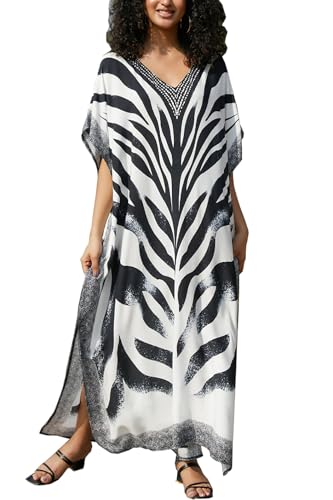 L-Peach Damen Sommer Kaftan Maxi Langes Strandkleid Pareos Strandhemd Bademode Bikini Cover Ups von L-Peach