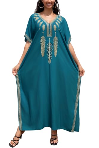 L-Peach Damen Sommer Kaftan Maxi Langes Strandkleid Pareos Strandhemd Bademode Bikini Cover Ups von L-Peach