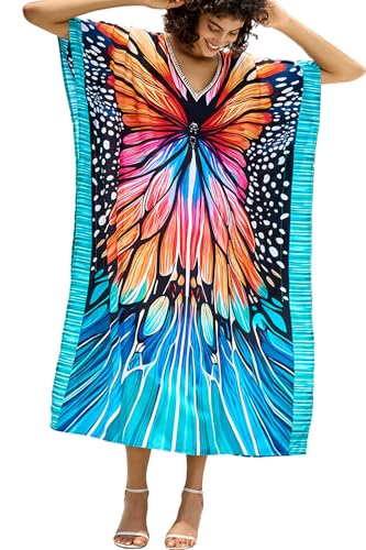 L-Peach Damen Sommer Kaftan Maxi Langes Strandkleid Pareos Strandhemd Bademode Bikini Cover Ups von L-Peach
