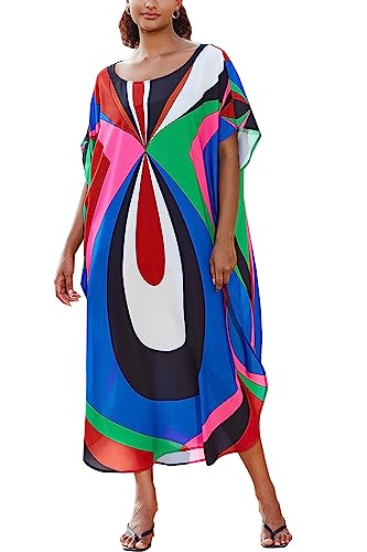 L-Peach Damen Sommer Kaftan Maxi Langes Strandkleid Pareos Strandhemd Bademode Bikini Cover Ups von L-Peach