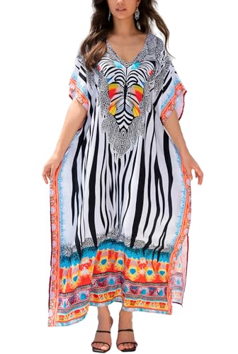 L-Peach Damen Sommer Kaftan Maxi Langes Strandkleid Pareos Strandhemd Bademode Bikini Cover Ups von L-Peach