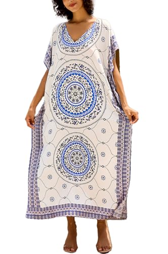 L-Peach Damen Sommer Kaftan Maxi Langes Strandkleid Pareos Strandhemd Bademode Bikini Cover Ups von L-Peach