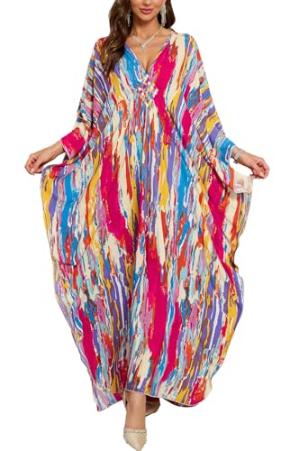 L-Peach Damen Sommer Kaftan Maxi Langes Strandkleid Sommerkleider Bikini Coverups von L-Peach