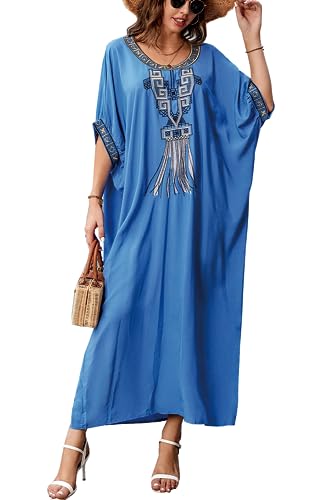 L-Peach Damen Sommer Strandtunika Strandkleid Sommerkleider Strandhemd Maxi Kaftan Bademode Cover Up von L-Peach