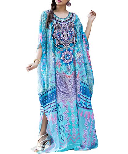 L-Peach Damen Sommer Strandtunika Strandkleid Sommerkleider Strandhemd Maxi Kaftan Bademode Cover Up von L-Peach