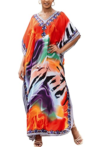 L-Peach Damen Sommer Strandtunika Strandkleid Sommerkleider Strandhemd Maxi Kaftan Bademode Cover Up von L-Peach