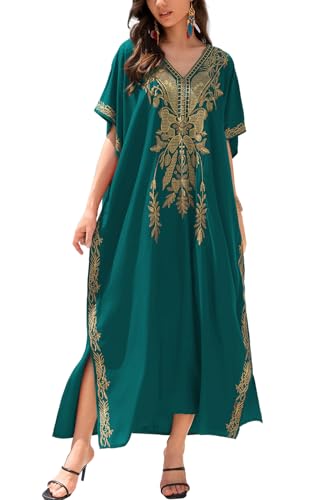 L-Peach Damen Spitze Blumen Langes Kleid Strandkleid Pareo Kimono Cover ups One Size von L-Peach