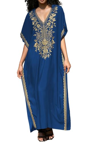 L-Peach Damen Stickerei Kaftan Loungewear Homewear Übergroße Kimono Maxi Strandkleid Cover Ups Robe … von L-Peach