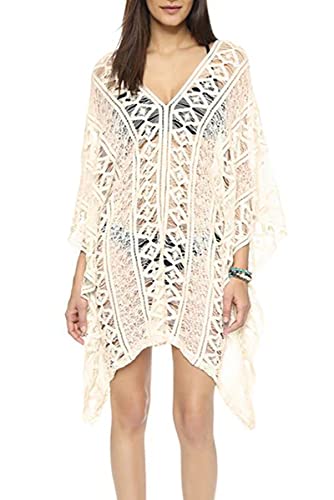 L-Peach Damen Stricken Tunika Sommerkleid Strandkleid Bikini Cover Ups Beachwear von L-Peach