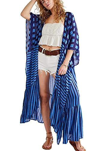 L-Peach Damen Strickjacke Maxi Kaftan Bikini Cover Ups Strandkleid Sommerkleid von L-Peach