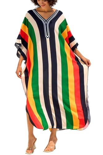 L-Peach Frauen Strand Caftan Übergroßes Nachthemd Bohomian Kimono Geräumige Nachtwäsche Biniki Vertuschungen Sarong Pareo von L-Peach