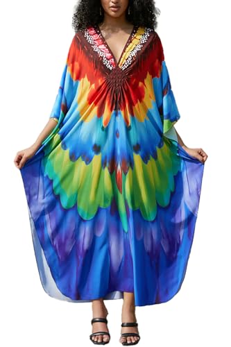 L-Peach Langes Kaftan-Nachthemd für Damen, geräumig, übergroß, Maxi-Badeanzug, Übergröße, Bademäntel, A2, mehrfarbig, 11, One size L-Peach Langes Kaftan-Nachthemd für Damen, geräumig, übergroß, Maxi-Badeanzug, Übergröße, Bademäntel, A2, mehrfarbig, 11, One size von L-Peach