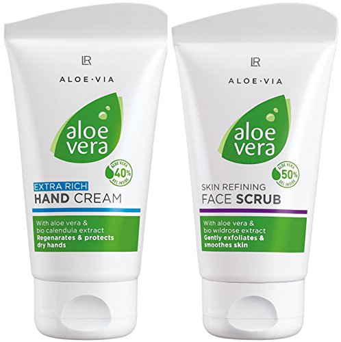 LR ALOE VIA Aloe Vera Feuchtigkeitspflege-Set (Reichhaltige Handcreme & Gesichtspeeling) von L R