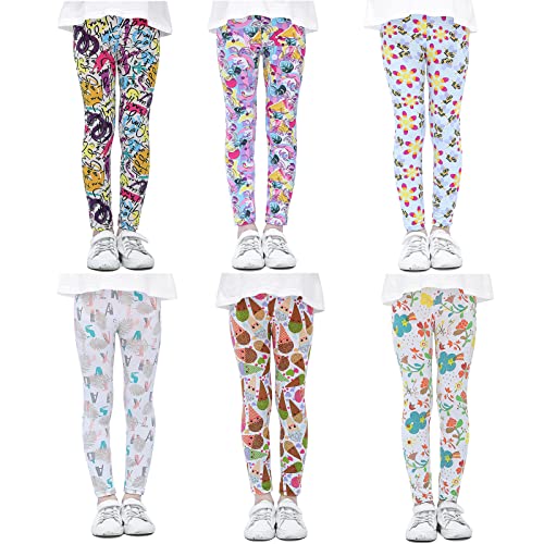 L SERVER 2er Pack/3er Pack Kinder Mädchen Leggings Hosen Strumpfhose Blumenmuster Kinder Bedruckte Stretch Zufällige Farbe für Kinder 4-13 Jahre, Zufällige Farbe 3 Stück, 160 von L SERVER