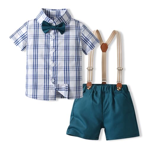L SERVER Baby Anzug Junge Kurzarm Hemd + Hosenträger Shorts 2er Set Baumwolle Kleidung Kinder Casual Bekleidungssets für Sommer, Weiß B, 68 L SERVER Baby Anzug Junge Kurzarm Hemd + Hosenträger Shorts 2er Set Baumwolle Kleidung Kinder Casual Bekleidungssets für Sommer, Weiß B, 68 von L SERVER