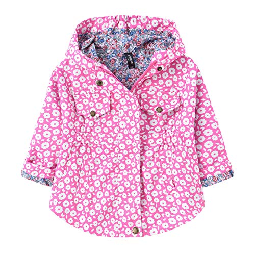 L SERVER Baby Mädchen Jacke Frühling Übergangsjacke Kapuzenjacke Prinzessin Blume Warm Oberbekleidung mit Kapuze, Rot, 122-128 von L SERVER