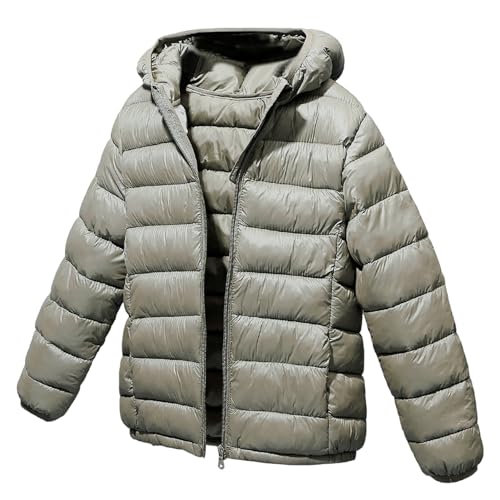 L SERVER Daunenjacke Kinder Jungen mit Kapuze Winddichter Warmer Parka Mädchen Stylische Leichte Winterjacke Sportliche Steppjacke Wintermantel, Golden, 134-140 von L SERVER