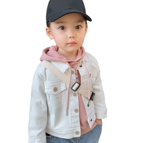 L SERVER Jeansjacke Mädchen Modische Jacken Kinder Vitality Übergangsjacke Revers Baumwolle Frühlings und Herbstmantel, Beige, 134-140 von L SERVER