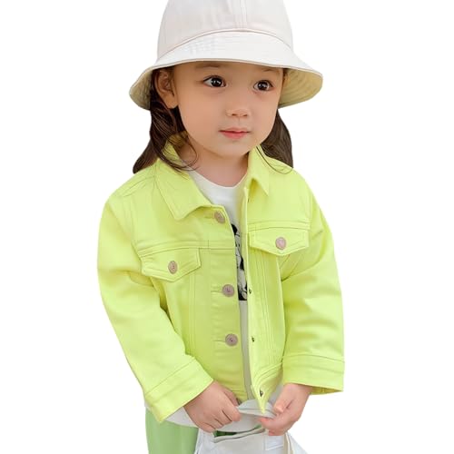 L SERVER Jeansjacke Mädchen Modische Jacken Kinder Vitality Übergangsjacke Revers Baumwolle Frühlings und Herbstmantel, Gelb-Grün, 122-128 L SERVER Jeansjacke Mädchen Modische Jacken Kinder Vitality Übergangsjacke Revers Baumwolle Frühlings und Herbstmantel, Gelb-Grün, 122-128 von L SERVER
