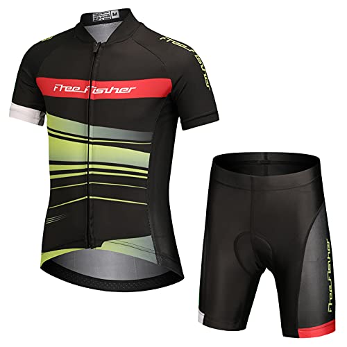 L SERVER Jungen Kinder Radtrikot-Set Fahrrad Trikot Shirt Kurzarm Und Radhose Radbekleidung Fahrradbekleidung Fahrrad Trikot Radtrikot kurzärmliges Set, Licht Schatten, S von L SERVER