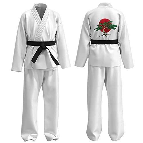 L SERVER Karateanzug Kinder Mädchen Karate Anzug Jungen Judoanzug Jungen Kampfsportanzug Kinder Taekwondo Anzug mit Gürtel,Weiß,140 von L SERVER