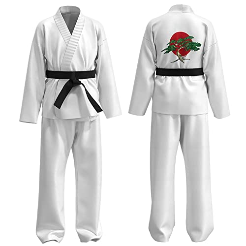 L SERVER Karateanzug Kinder Mädchen Karate Anzug Jungen Judoanzug Jungen Kampfsportanzug Kinder Taekwondo Anzug mit Gürtel, Weiß,160 von L SERVER