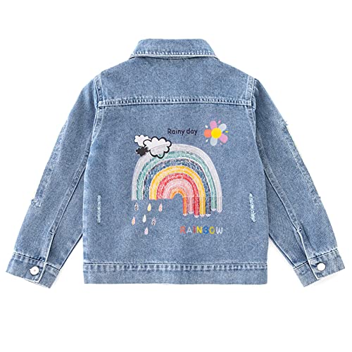 L SERVER Kinder Mädchen Jeansjacke Prinzessin Jacke Stilvoll Frühling Herbst Übergangsjacke mit Pailletten, Blau B, 122-128 von L SERVER