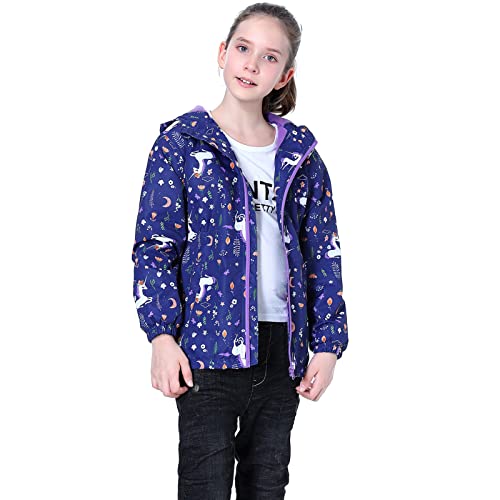 L SERVER Mädchen Jacke mit Fleecefütterung Kinderjacke Winddicht Atmungsaktiv Wanderjacke Warm Outdoorjacke, Blau, 146 von L SERVER