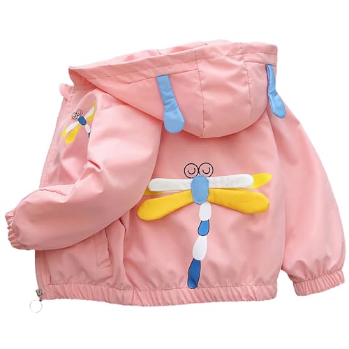 L SERVER Mädchen Übergangsjacke mit Kapuze Süße und Niedliche Windjacke Kinder Bequeme Trenchcoat Leichter Mantel für Frühling und Herbst, Rosa, 122-128 von L SERVER