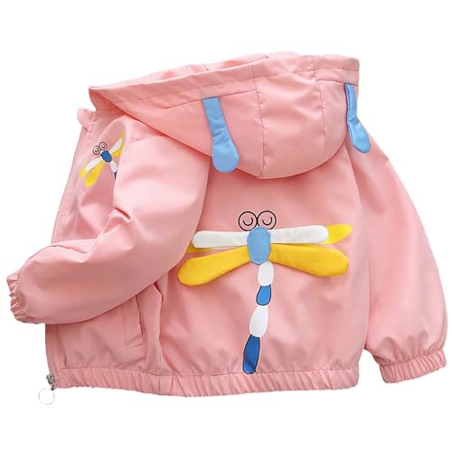 L SERVER Mädchen Übergangsjacke mit Kapuze Süße und Niedliche Windjacke Kinder Bequeme Trenchcoat Leichter Mantel für Frühling und Herbst, Rosa, 74-80 von L SERVER