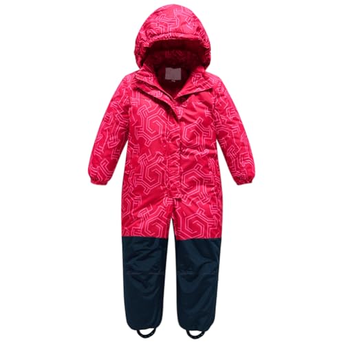 L SERVER Schneeanzug Kinder Jungen mit Kapuze Warme Skianzug Mädchen Winddichte und Wasserdichte Winter Skioverall, Rosa, 104-110 von L SERVER