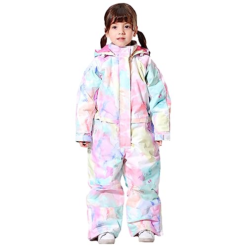 L SERVER Schneeanzug Kinder Jungen mit Kapuze Winddichter und Wasserdichter Skianzug Mädchen Dicke Warme Winter Skioverall, Farbe A, 116 von L SERVER