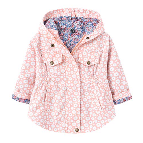 L SERVER Trenchcoat Baby Mädchen Frühling Jacke Übergangsjacke Kapuzenjacke Prinzessin Blume Warm Oberbekleidung mit Kapuze, Rosa, 104-110 von L SERVER