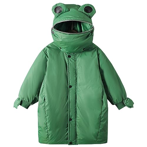 L SERVER Winterjacke Kinder Jungen Warmer und Winddichter Parka Mädchen Cartoon Frosch Steppjacke Längerer Dickerer Wintermantel, Grün, 116 von L SERVER