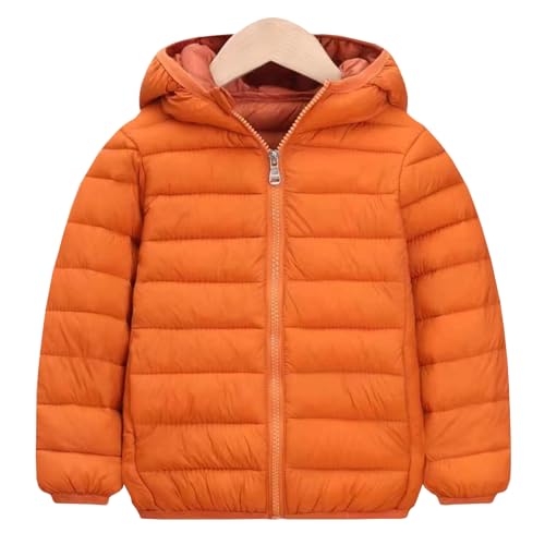 L SERVER Winterjacke Kinder Jungen Winddichte Warme Steppjacke Mädchen Leichte Parka Mode Wintermantel mit Kapuze, Orange, 164 von L SERVER