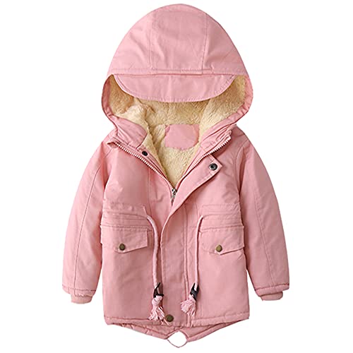 L SERVER Winterjacke für Jungen und Mädchen,warm Hoodie Outfits Dicke Mantel Baby Wintermäntel, Rosa(Verdickung), 116 von L SERVER