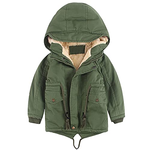 L SERVER Winterjacke für Jungen und Mädchen,warm Hoodie Outfits Dicke Mantel Baby Wintermäntel, Armeegrün(Verdickung), 116 von L SERVER