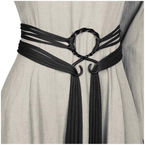 L'VOW Wikinger Troll Kreuz Seilgürtel Mittelalter nordischer Hexengürtel Renaissance Heidnisches Zubehör, Schwarz, Einheitsgröße von L'VOW