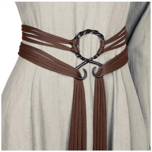 L'VOW Wikinger Troll Kreuz Seilgürtel Mittelalter nordischer Hexengürtel Renaissance Heidnisches Zubehör, Braun, Einheitsgröße von L'VOW