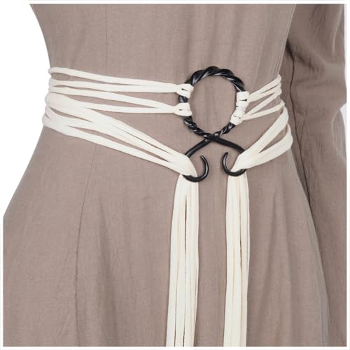 L'VOW Wikinger Troll-Kreuzgürtel Mittelalter nordischer Hexengürtel Renaissance-Zubehör, Weiss/opulenter Garten, Einheitsgröße von L'VOW